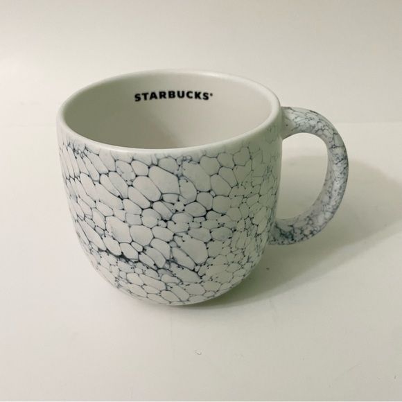 2022 Starbucks Ceramic 14oz  Coffee Tea Mug Cup White & Blue Stone Design - Picture 1 of 11